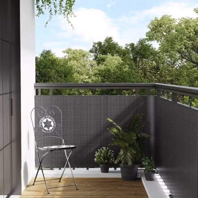 Berkfield Home Anthracite Poly Rattan Balcony Screen, W: 300 cm, H: 80 cm – 1