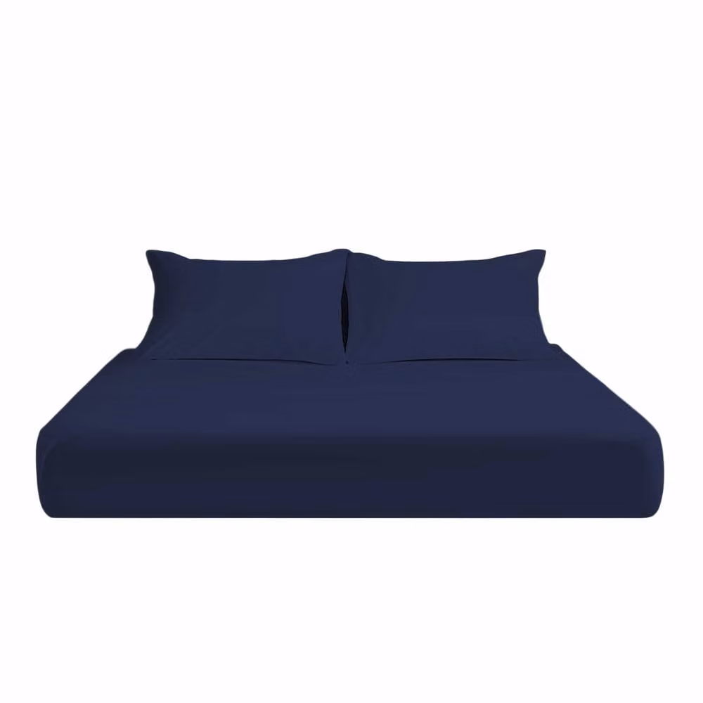 Snug City Double Microfibre Soft Touch Plain Dyed Fitted Sheet in Navy Blue, W/D/H: 140 x 200 x 25 cm – 2