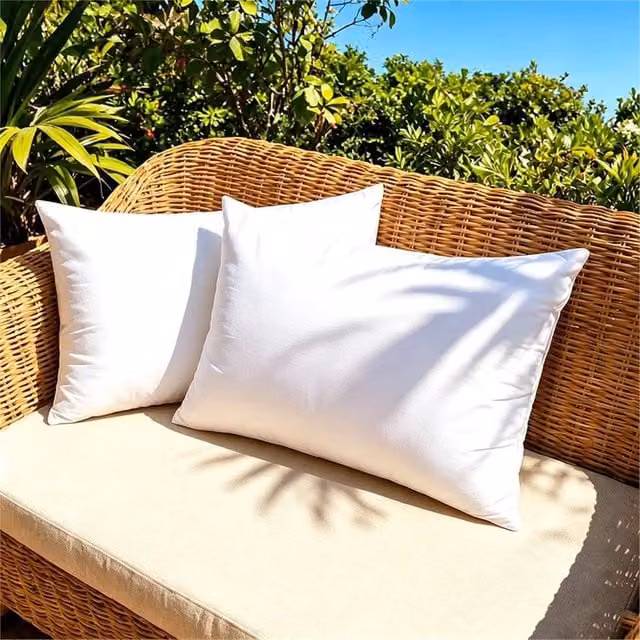 NESTLUNE 8-Piece Extra Deep White Polyester Cushion Pad Inserts, W: 50 cm, D: 35 cm
