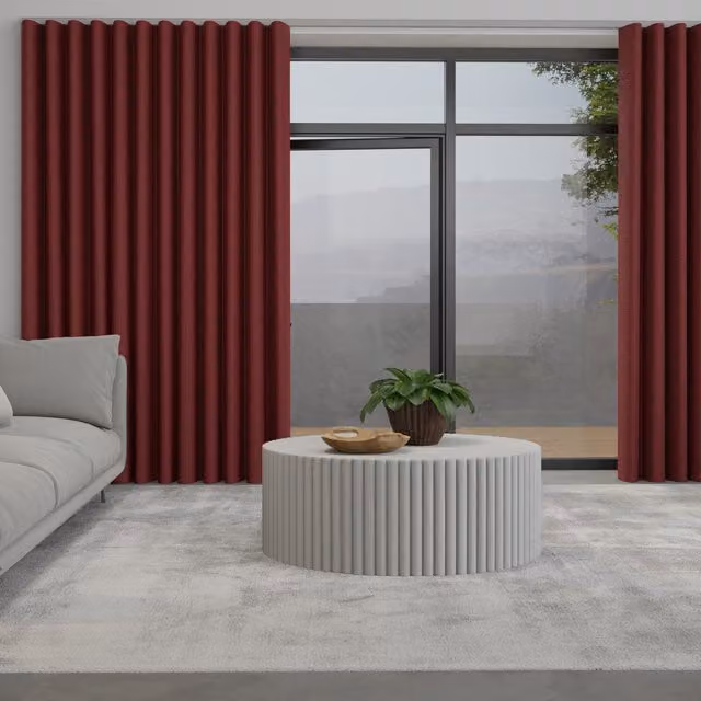 Terrys Positano Made to Measure Blackout Wave Curtain in Red with Scarlet Track