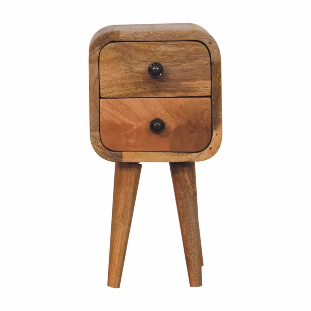 Wyld Haus Cagliari Small 2 Drawer Curved Mango Wood Bedside Table in Brown, W/D/H: 40 x 20 x 40 cm – 2