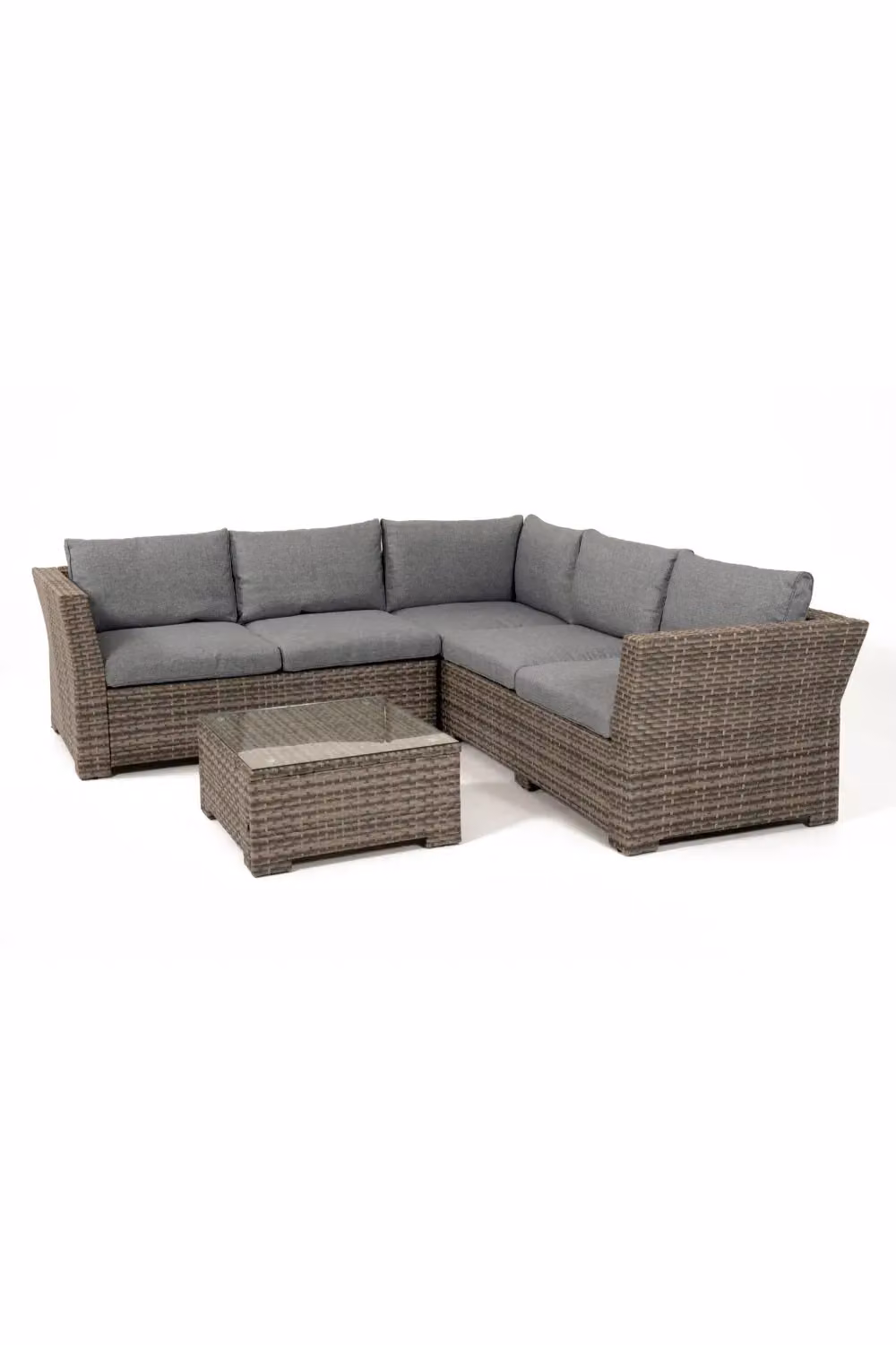 Mint Essentials Chesterton 5 Seater Grey Polyrattan Corner Garden Sofa Set with Coffee Table – 2
