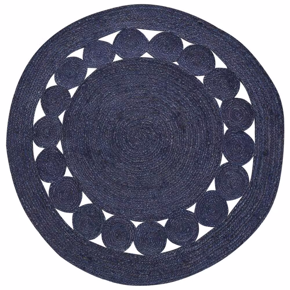 Wyld and Coco Blue Handwoven Jute Round Boho Rug, Diameter: 120 cm – 2