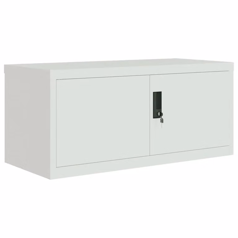 Berkfield Home Steel File Cabinet in Matt Light Grey, W/D/H: 90 x 40 x 110 cm