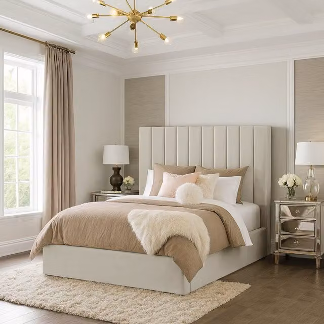 Desire Deco Valentina Upholstered Velvet Bed Frame in Silver, W/D/H: 140 x 200 cm
