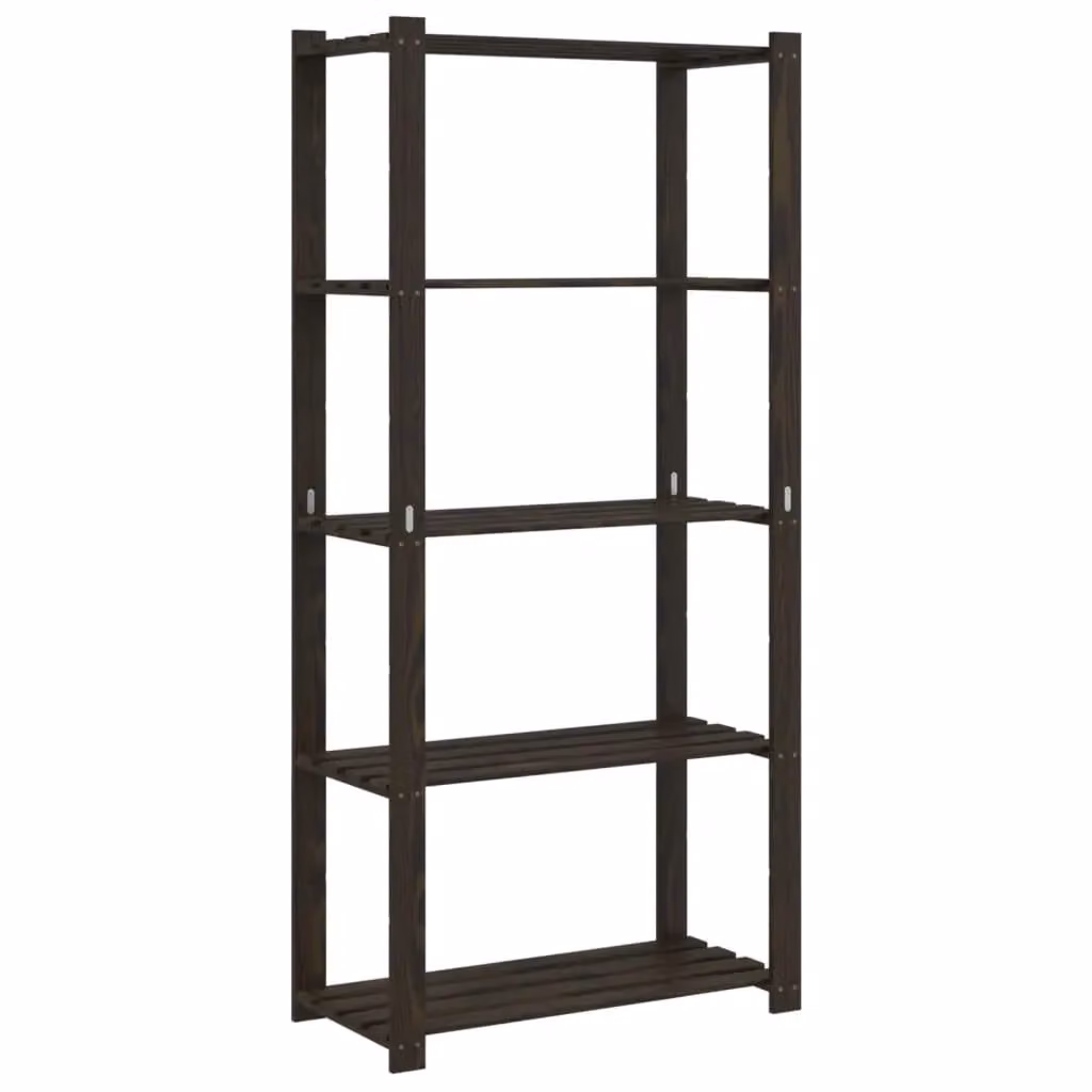 Berkfield Home 5-Tier Solid Wood Pine Storage Rack in Black, W/D/H: 80 x 38 x 170 cm – 2