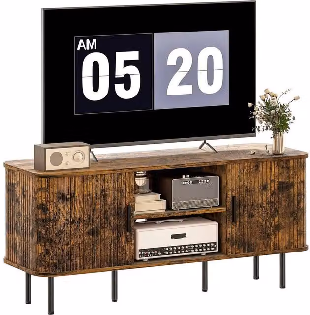 PAWNORA Mid-Century Rustic Brown Oak TV Unit for your Living Room – 1