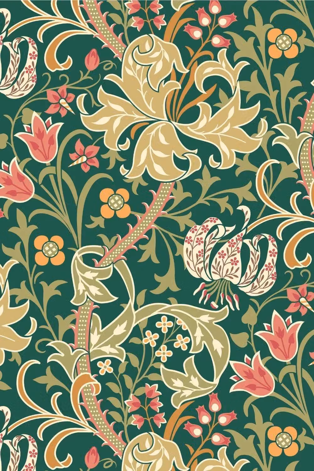 Hoopla Walls Lily Ogee Matt Wallpaper in Dark Green – 2