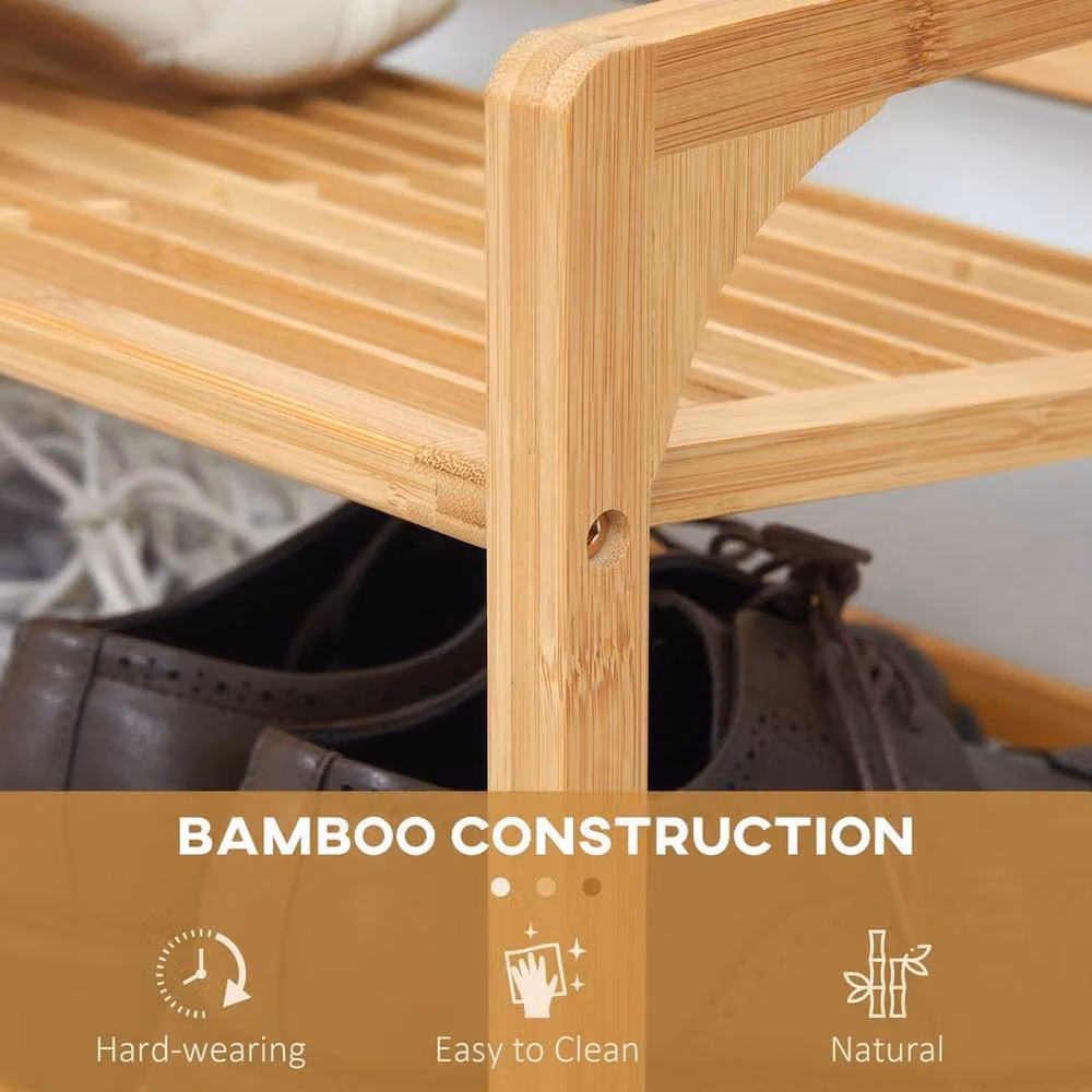 KORVIXA 3-Tier Bamboo Shoe Rack Storage Organiser in Natural Wood – 3