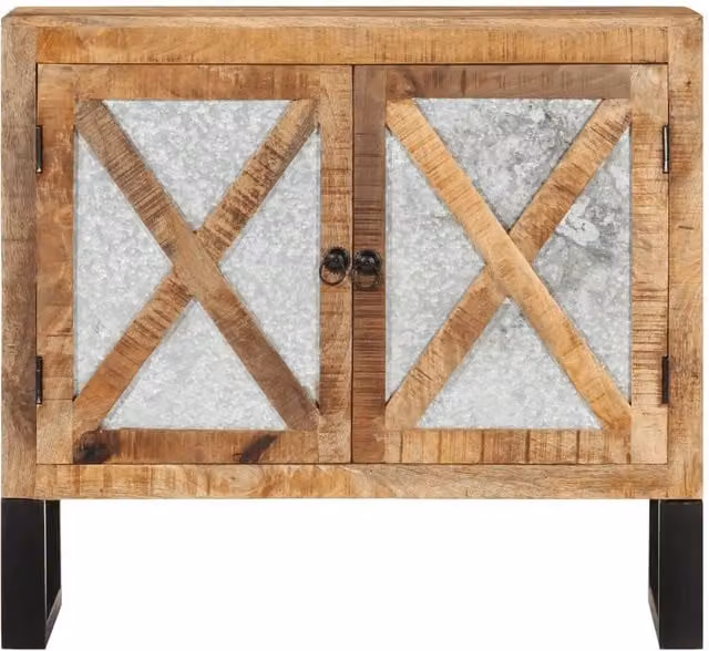 Berkfield Home Industrial Mango Wood and Metal Sideboard in Brown, W/D/H: 80 x 30 x 71 cm – 1