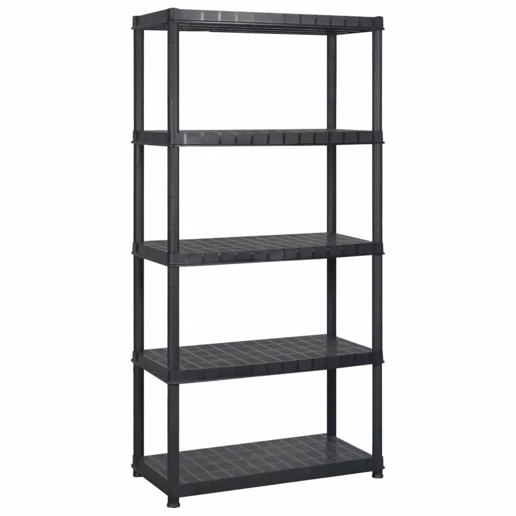 Berkfield 5-Tier Black Plastic Freestanding Storage Shelf, W/D/H: 40 x 40 x 185 cm – 2