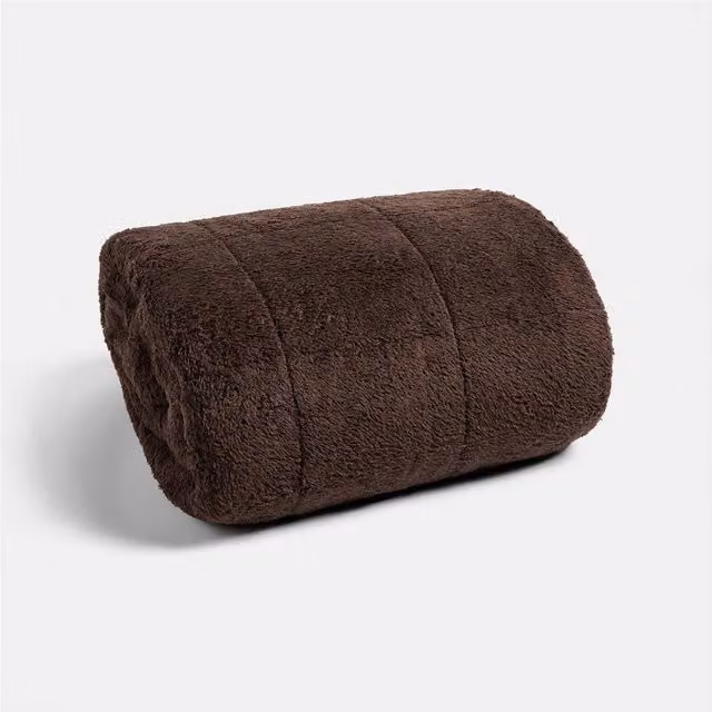 OHS Teddy Fleece Sensory Sleep Therapy Weighted Blanket in Brown, W: 150 cm x L: 200 cm