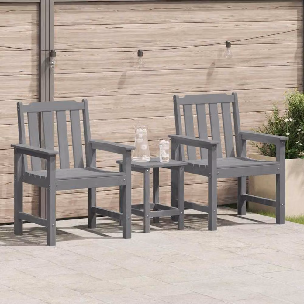 Berkfield Home Set of 2 Light Grey HDPE Garden Dining Chairs – 2