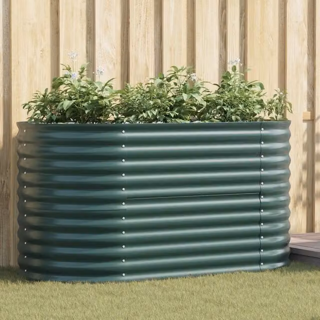 Berkfield Home Garden Green Galvanised Steel Raised Bed W/D/H: 160 x 80 x 81 cm – 1