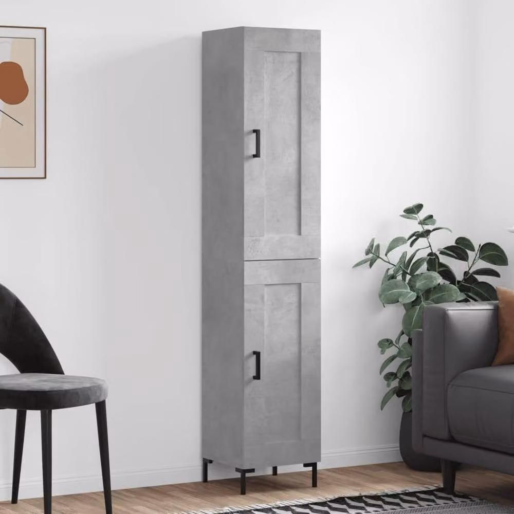Berkfield Home Modern Highboard in Concrete Grey, W/D/H: 34.5 x 34 x 180 cm – 2