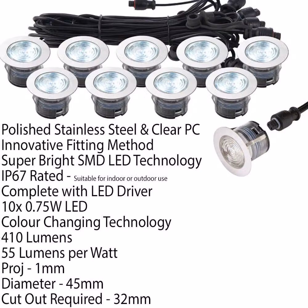 Loops IP67 Outdoor LED Decking Plinth Lights, Silver and Multicolour, W/D/H: 7.5 x 4.5 x 4.5 cm – 2