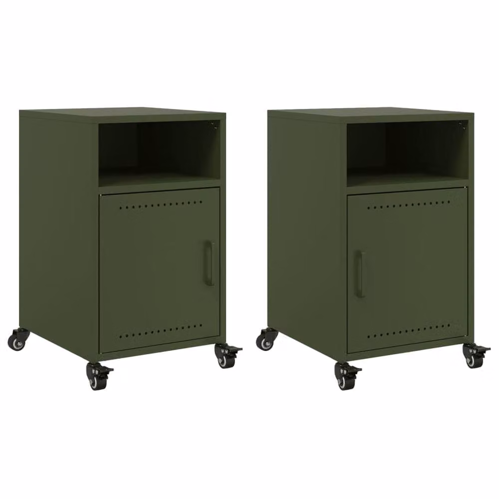 Berkfield Home Stylish Bedside Cabinets, 2 Piece Set in Olive Green, W/D/H: 36 x 39 x 59 cm – 2