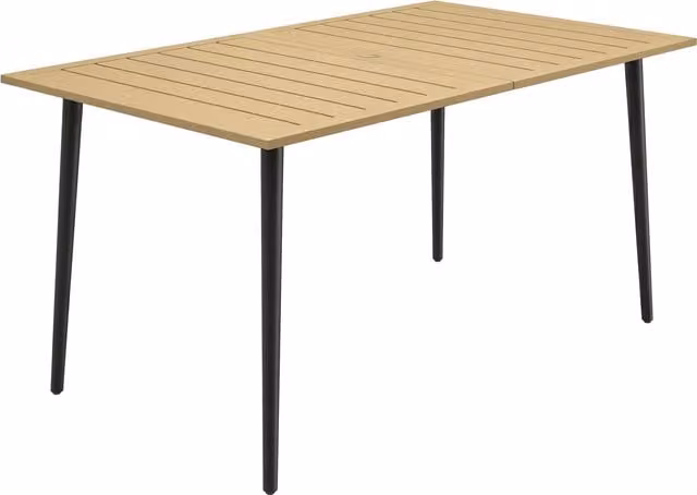 Outsunny Brown Rectangular Garden Dining Table with Parasol Hole and Powder Coated Steel Frame – 1