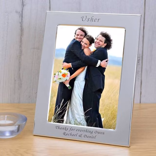 Uniqueful Silver Plated Rectangular Single Tabletop Picture Frame for Wedding Gifts, W/H: 18.5 x 13.5 cm