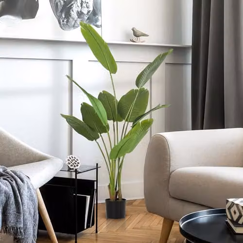HOMCOM 160cm Tall Artificial Bird of Paradise Plant in Green – 5