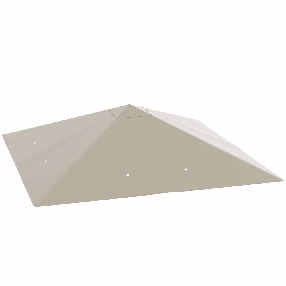 OUTSUNNY Replacement Gazebo Canopy Cover with Drain Holes, Light Grey, W: 296.4 cm x D: 296.4 cm – 2