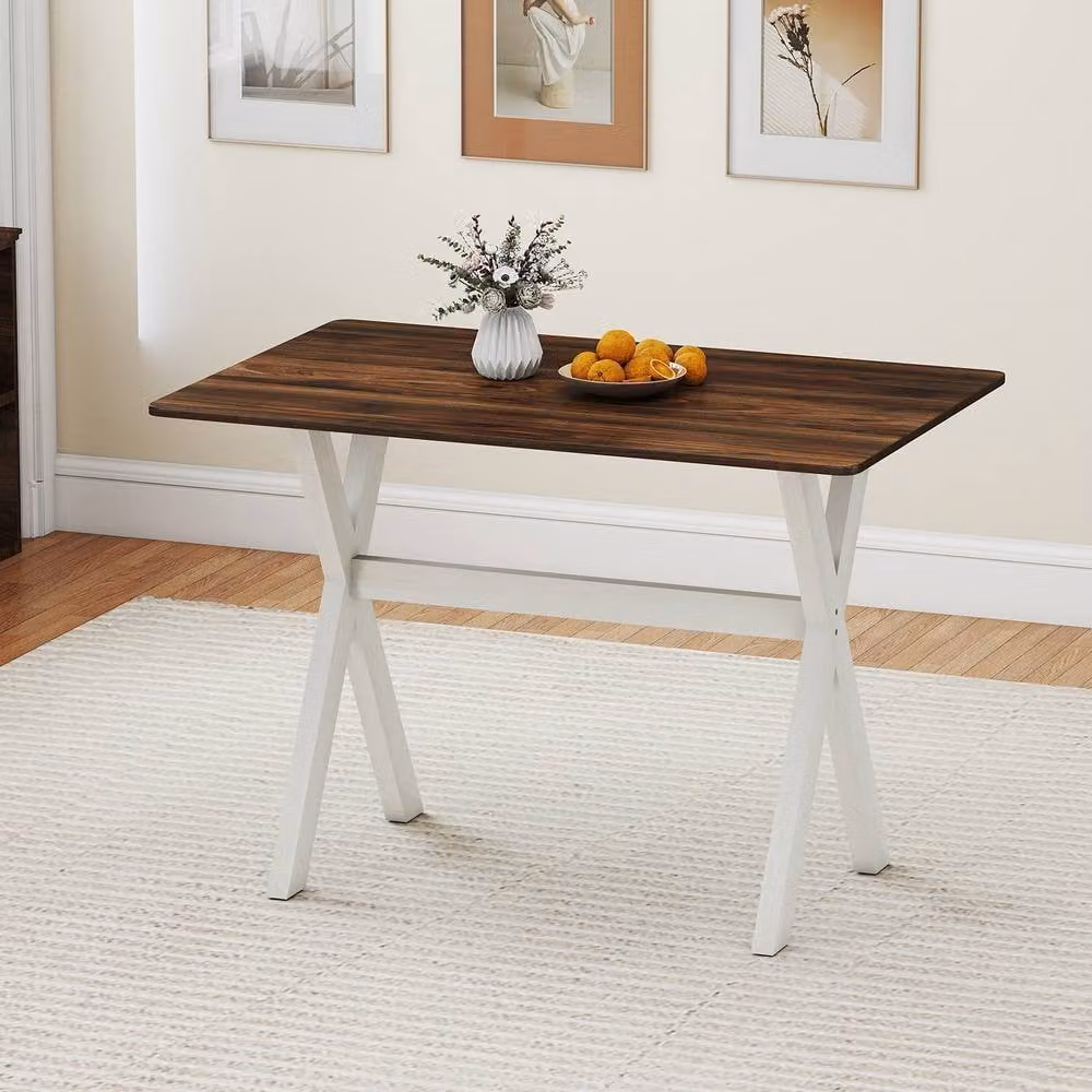 Gymax Brown Rubberwood Rectangular Dining Table with X-shaped Frame, W/D/H: 110 x 71 x 76.5 cm – 5