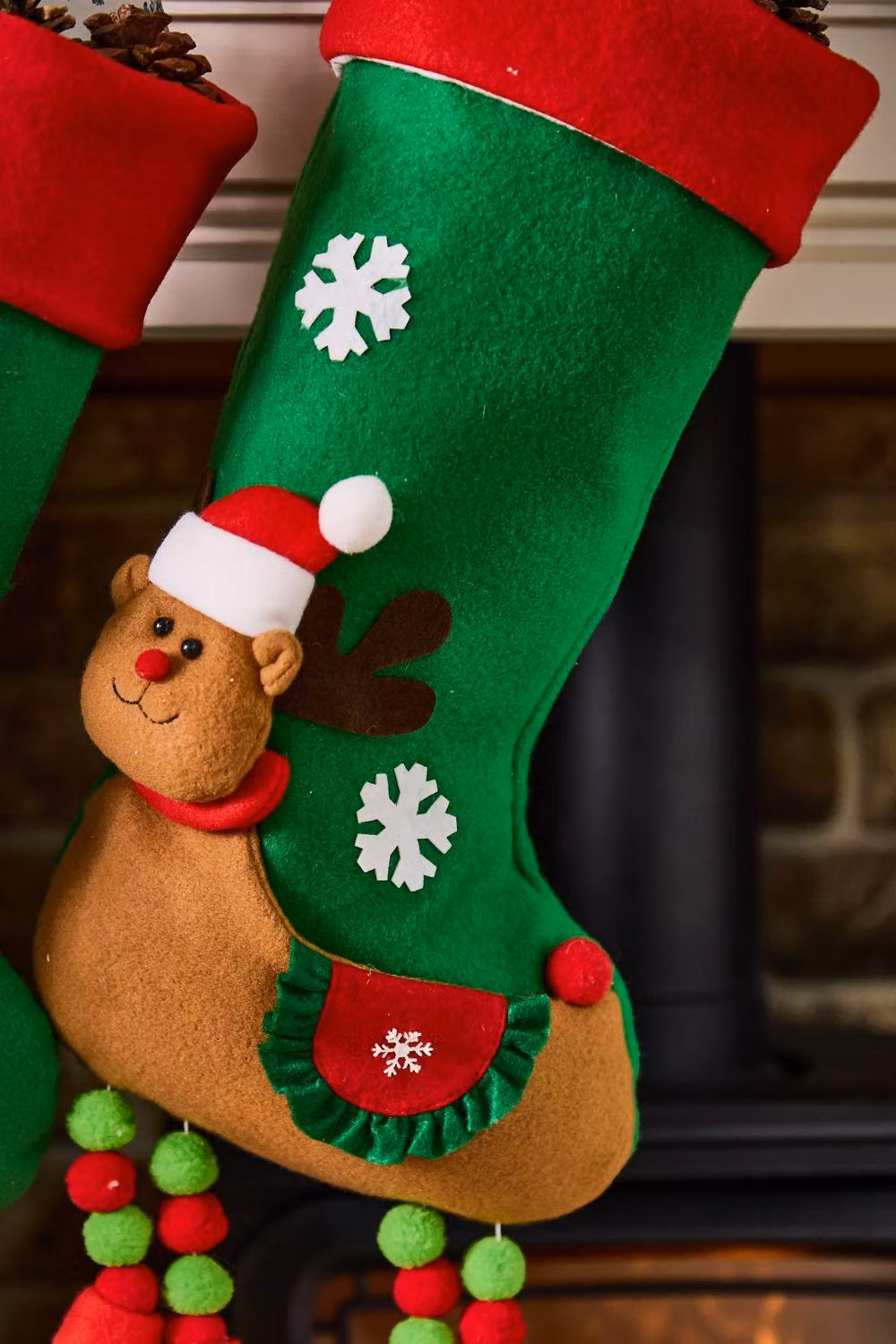 Dibor Set of 2 Christmas Character Hanging Legs Stockings for Children in Multicolour Textile – 3