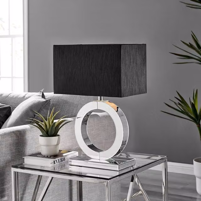 FurnitureboxUK Clara Mirrored Halo Table Lamp in Black with Bulb Included