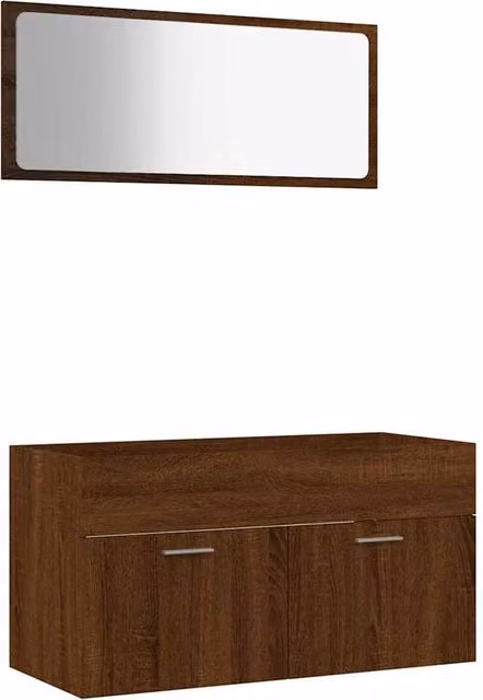 Berkfield Home 2 Piece Modern Bathroom Furniture Set in Brown Oak