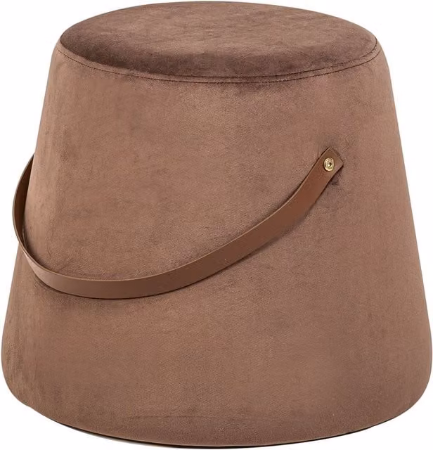 Nordlys Salon Pouf in Brown with Faux Leather Handle – 1