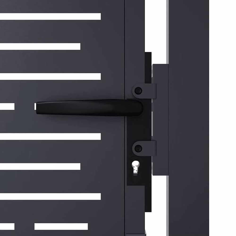 Berkfield Home Beautiful Garden Gate in Anthracite Grey, Steel Square Design, W: 105 cm, H: 180 cm – 4