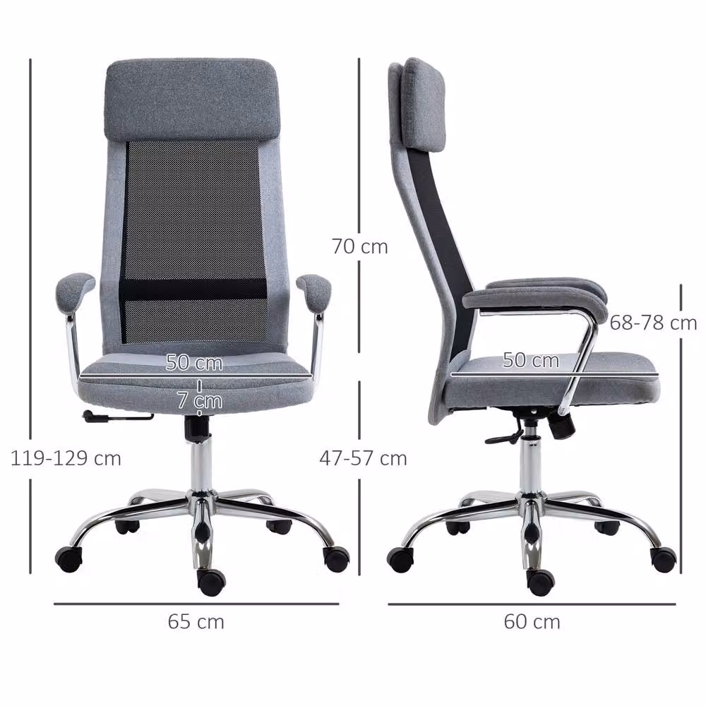 STILVORA Grey Fabric Task Chair with Armrests and Swivel Castors – 3