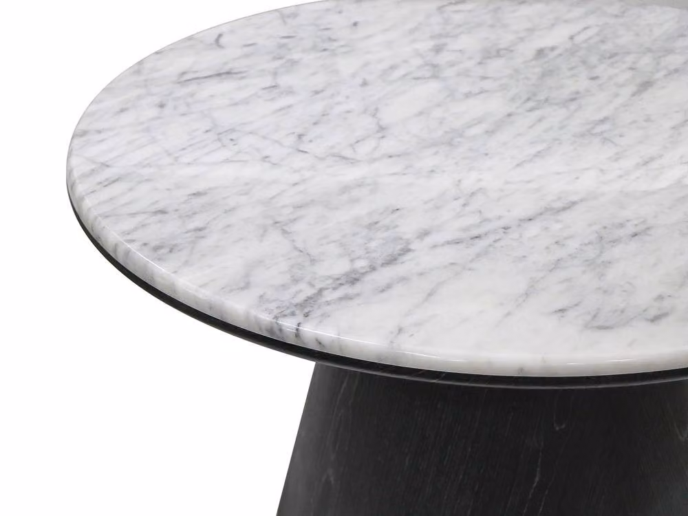 Vente-unique Sadura Round Marble and Oak Veneer Coffee Table in Black – 3