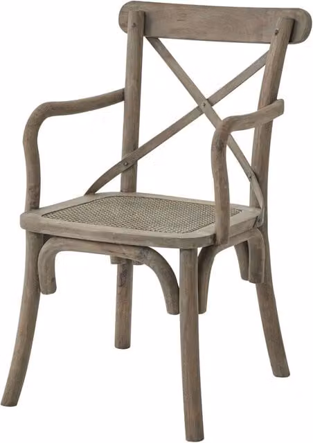 KDMK Colorado Collection Cross Back Carver Chair with Rush Seat in Brown