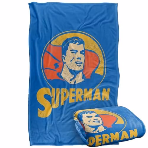 Warner Bros. DC Superman Silky Touch Super Soft Fleece Throw Blanket, Multicolour, W: 91.44 cm x D: 91.44 cm x H: 147 cm – 1