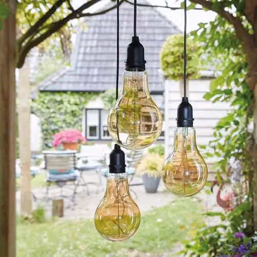 mysmartbuy Flow 3 Drop Battery Powered Pendant Light with Warm White LEDs, Black Weatherproof Hanging Lighting for Indoor and Outdoor Use – 3
