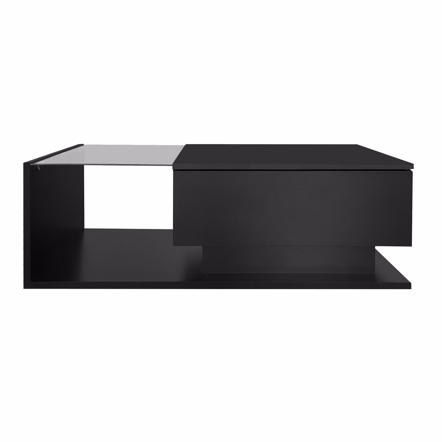Aosom.UK High Gloss Black Coffee Table with Glass Top, Drawer and App-Controlled RGB Lights, W: 100 cm, D: 50 cm, H: 32 cm – 2