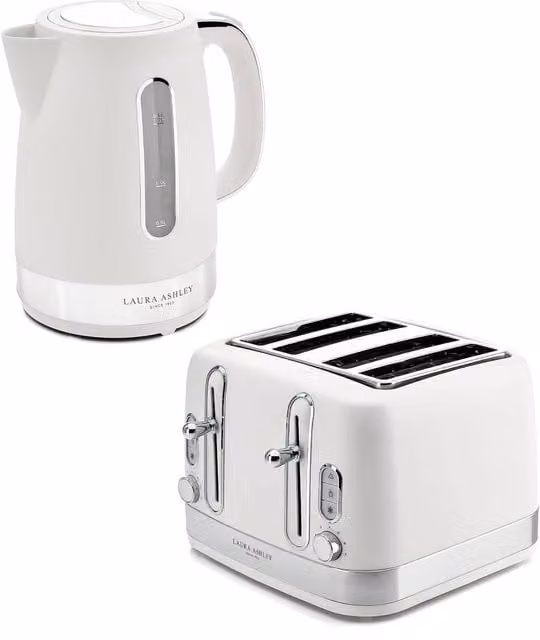 VQ Laura Ashley Electric Jug Kettle and 4 Slice Toaster Set in Dark Dove Grey