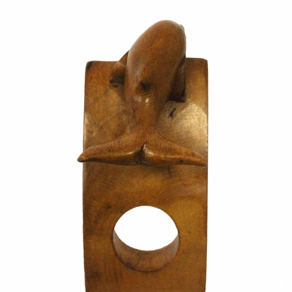 Serenityy Balance Dolphin Wine Holder, Handmade Natural Brown Suar Wood – 3