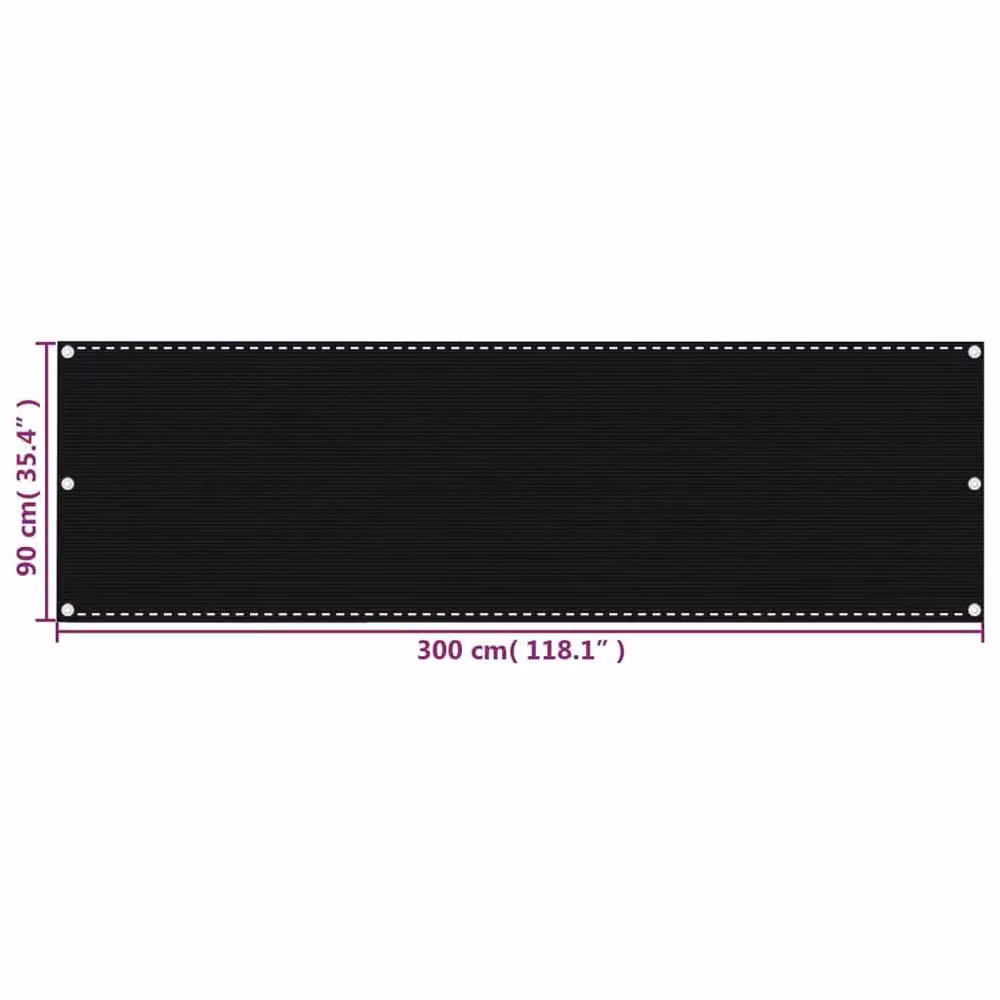 Berkfield Home Black Balcony Screen W: 90 cm, H: 300 cm – 3