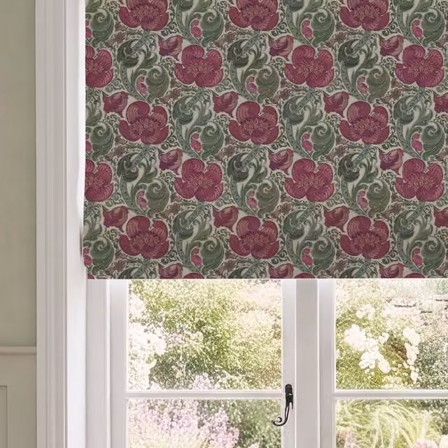 HOUSE Llewelyn-Bowen Down The Dilly Printed Velvet Made To Measure Roman Blind in Damson