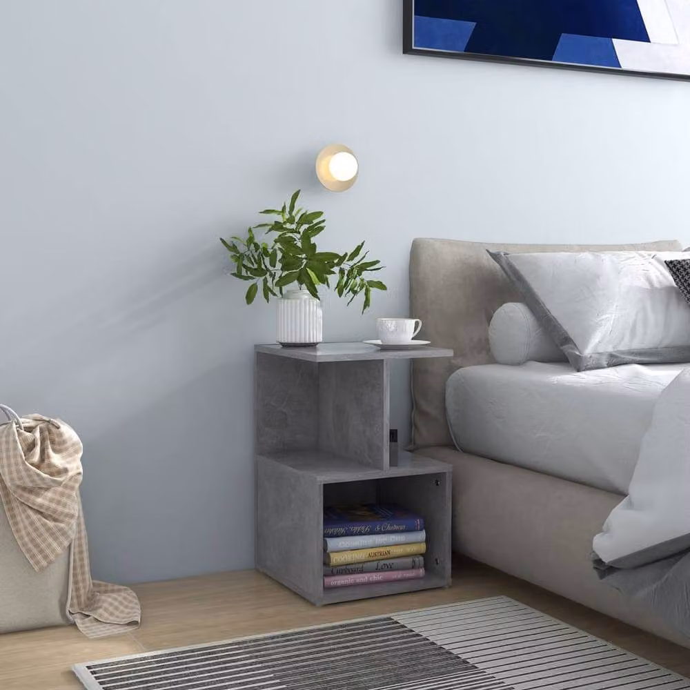Berkfield Home Elegant Bedside Cabinet in Concrete Grey, W/D/H: 35 x 35 x 55 cm – 2