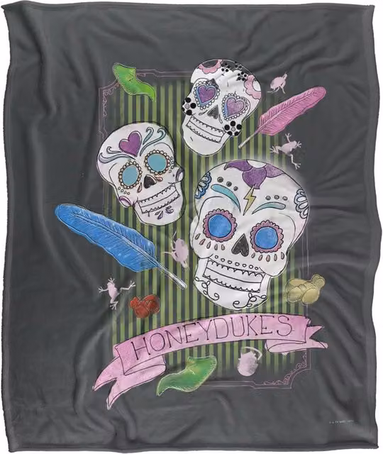 LOGOVISION Harry Potter Honeydukes Sugar Skulls Super Soft Fleece Throw Blanket, Multicolour, W/D/H: 152 x 127 x 1 cm