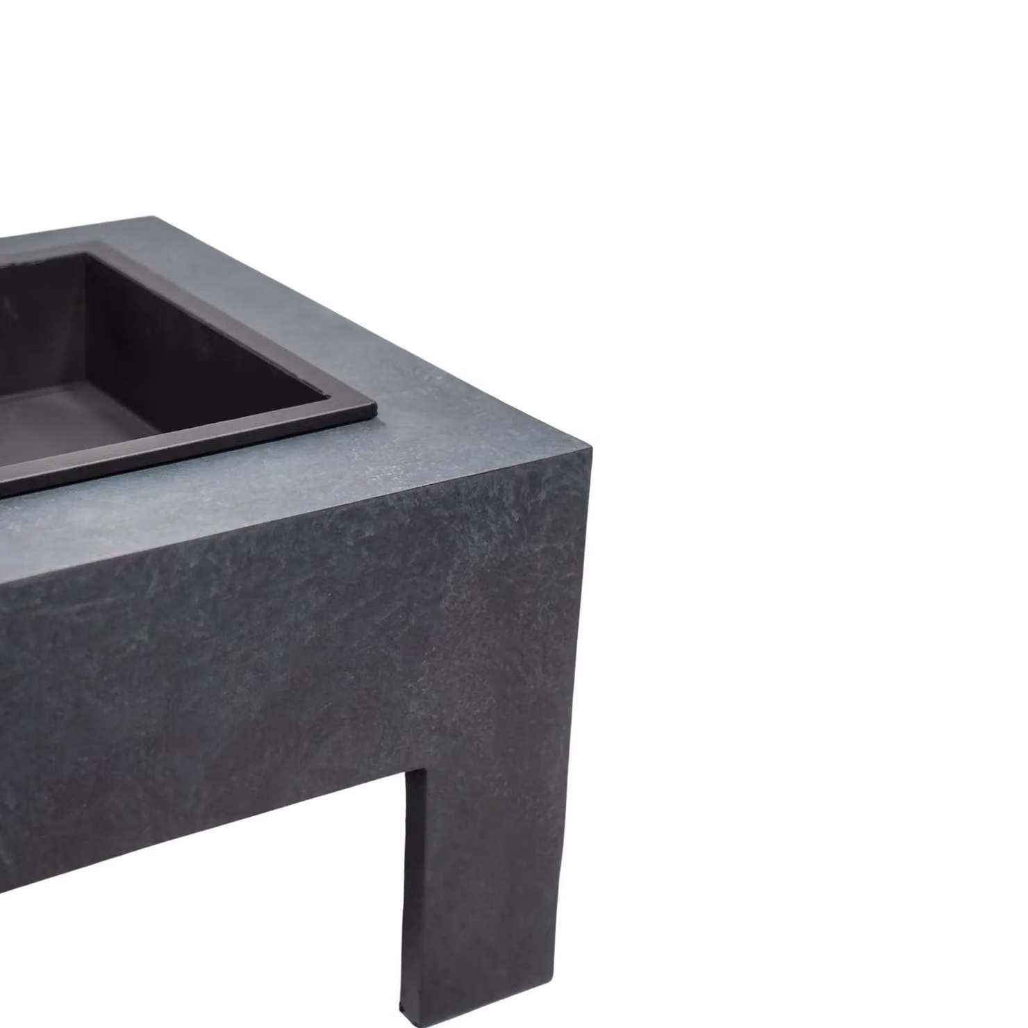 Ivyline Square Fire Pit and Square Console in Stone Anthracite Finish, H: 40 cm, W: 58 cm – 3