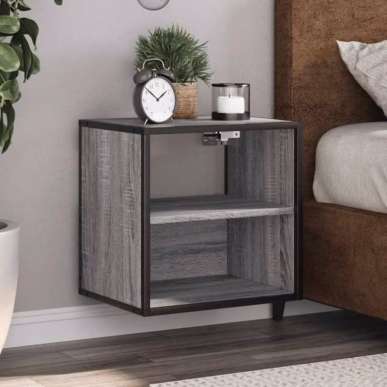 Berkfield Home Durable Wall-mounted Bedside Cabinets, 2 Pack, Grey, W: 40 cm, D: 31 cm, H: 39.5 cm