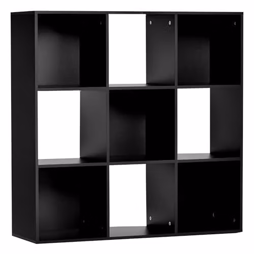 HOMCOM 3-Tier 9-Cube Storage Cabinet and Bookshelf in Black