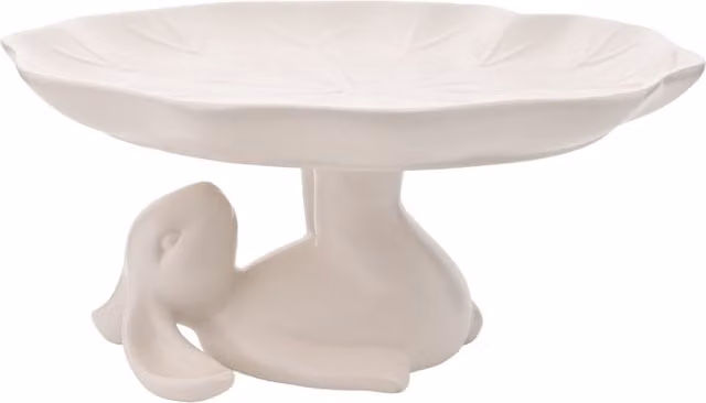 Eggs-traordinary Gift Co Easter Bunny Round Ceramic Cake Stand in White – 1