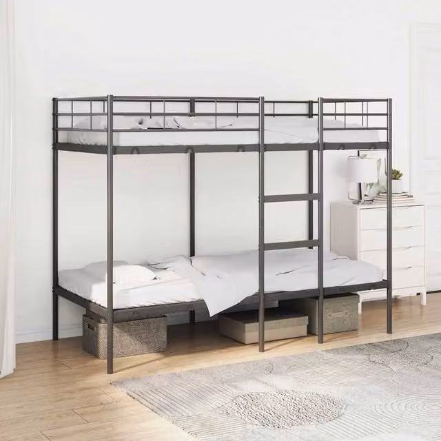 Berkfield Home Single Metal Bunk Bed in Black, W/D/H: 90 x 190 cm – 1
