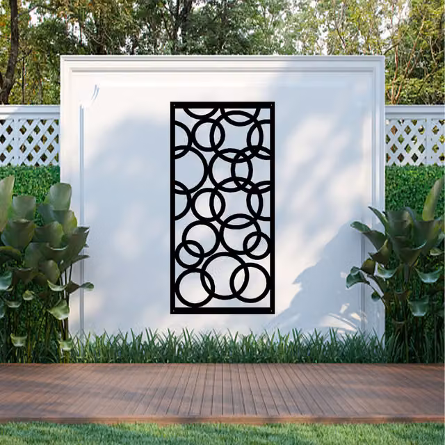 Laser Hut Modern Geometric Black Metal Wall Art