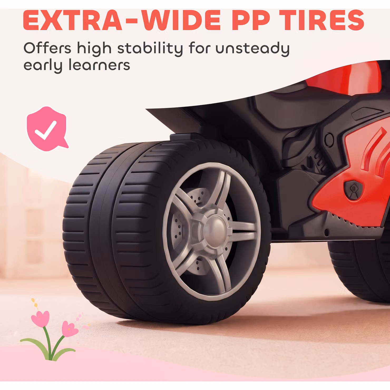 AIYAPLAY Balance Bike with Music and Extra-Wide Wheels, Red – 2